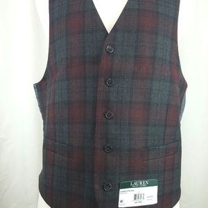 NWT Lauren by Ralph Lauren Men's Red Plaid Vest